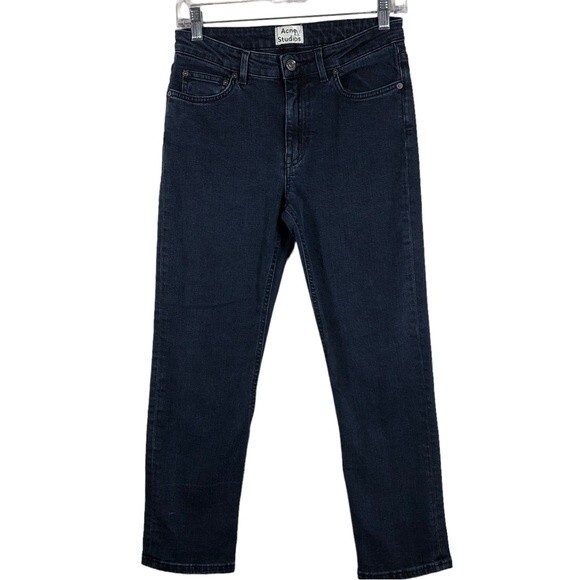 Acne Studios Row Cropped Straight Leg Boyfriend Jeans Blue Black Size 26 - Picture 1 of 9